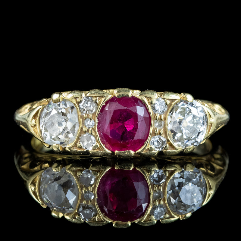 Vintage Ruby Diamond Ring 0.65ct Ruby Dated 1978 