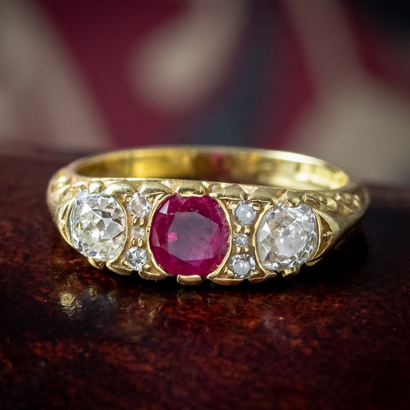 Vintage Ruby Diamond Ring 0.65ct Ruby Dated 1978 