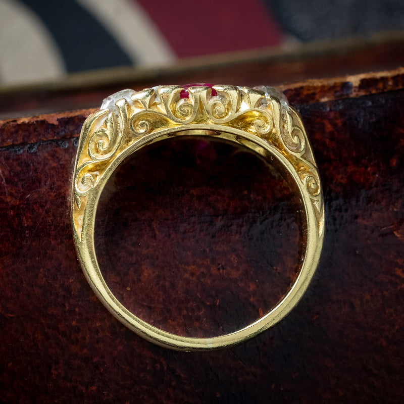 Vintage Ruby Diamond Ring 0.65ct Ruby Dated 1978 