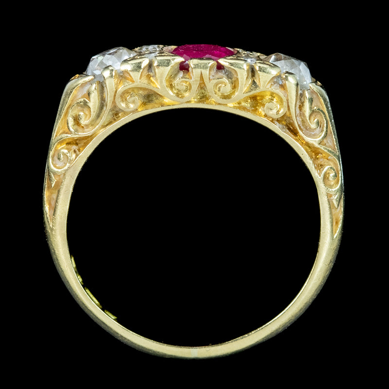 Vintage Ruby Diamond Ring 0.65ct Ruby Dated 1978 