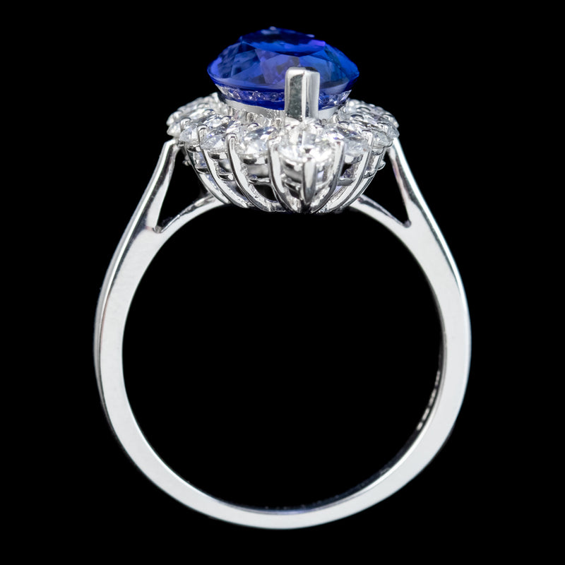 Vintage Tanzanite Diamond Navette Ring 5.53ct Aaa Tanzanite 1.83ct Diamond With Valuation