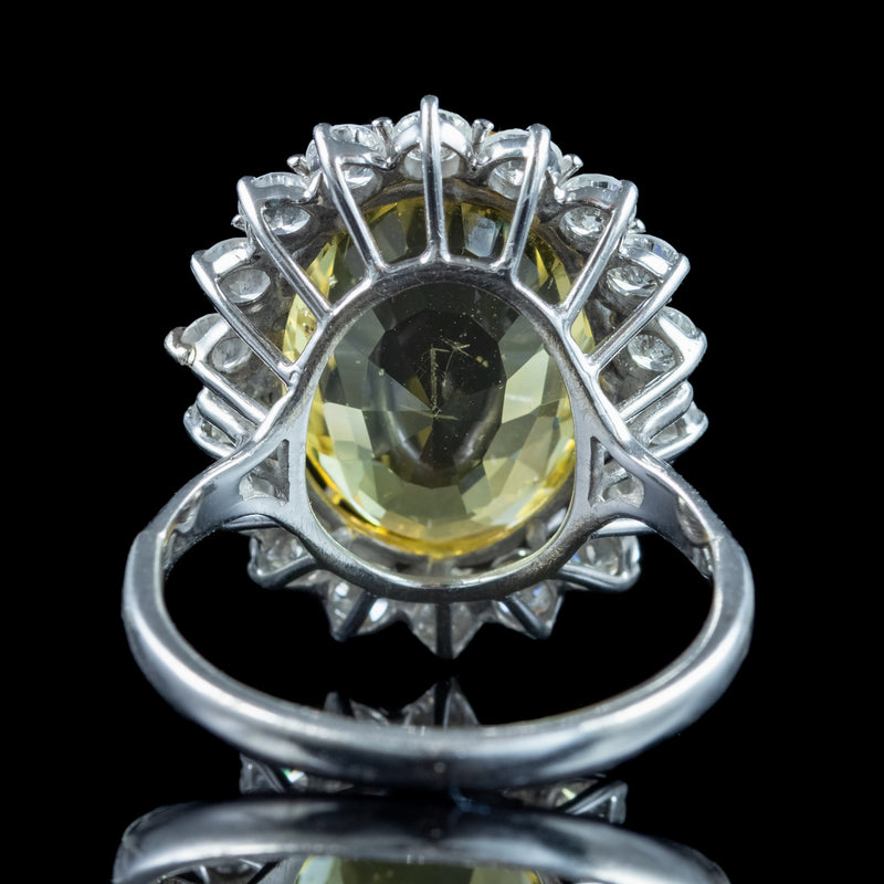 Vintage Yellow Sapphire Diamond Cocktail Ring 10ct Sapphire