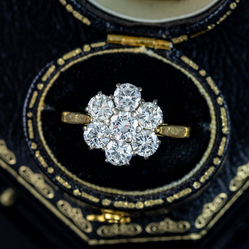 Vintage Diamond Cluster Ring 2.1ct Total Dated 1962