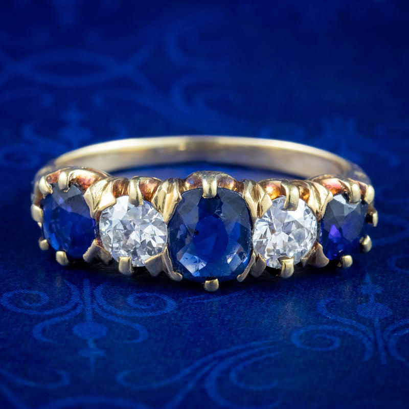 Antique Edwardian Sapphire Diamond Ring 1.20ct Sapphire