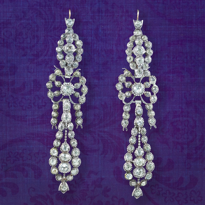Antique Art Deco Platinum And Old Cut Diamond Drop Earrings - Earrings from  Cavendish Jewellers Ltd UK