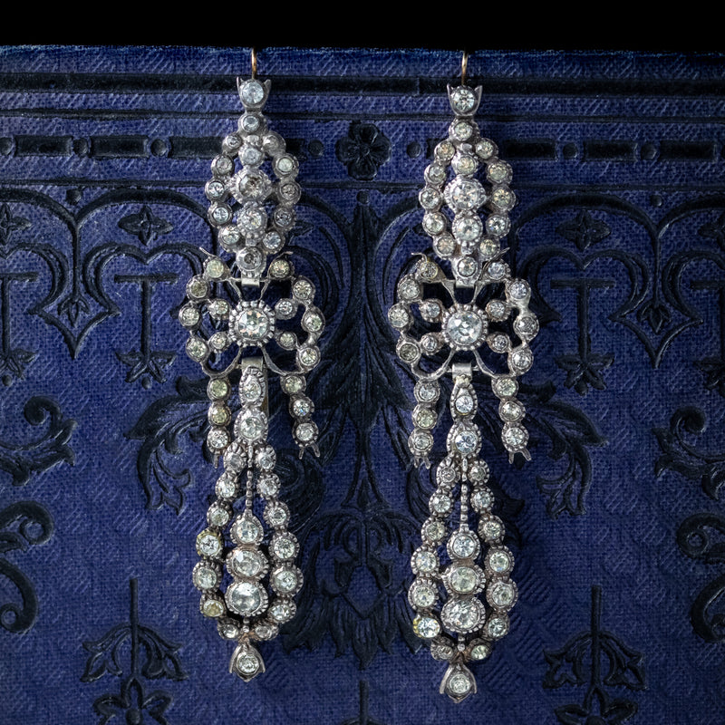 Antique Victorian French Paste Drop Earrings Silver