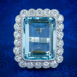Aquamarine Diamond Cocktail Ring 16Ct Aqua 2.30Ct Diamond 18Ct White Gold