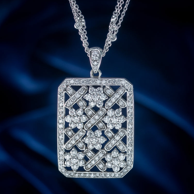 Antique Art Deco Sapphire Diamond Filigree Pendant 16