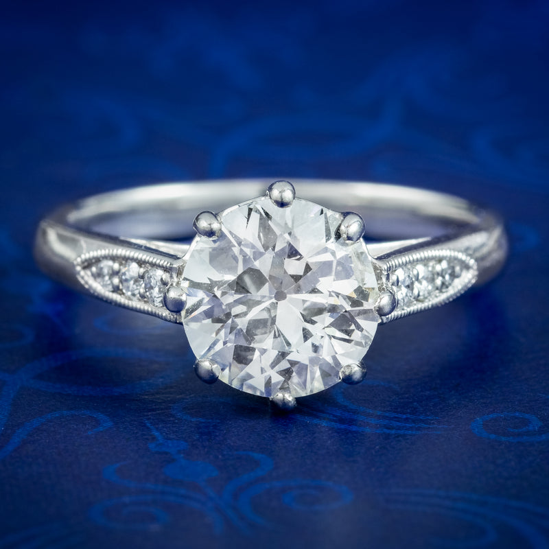 Edwardian Style Diamond Solitaire Ring 1.72ct Diamond With Cert
