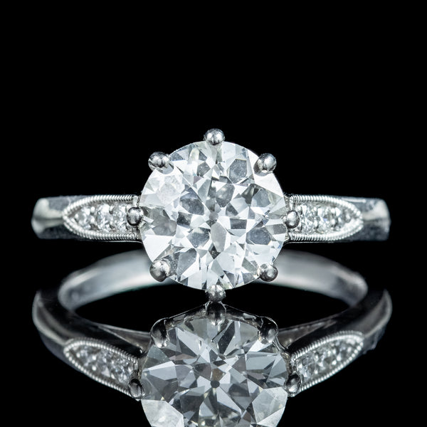 Edwardian Style Diamond Solitaire Ring 1.72ct Diamond With Cert