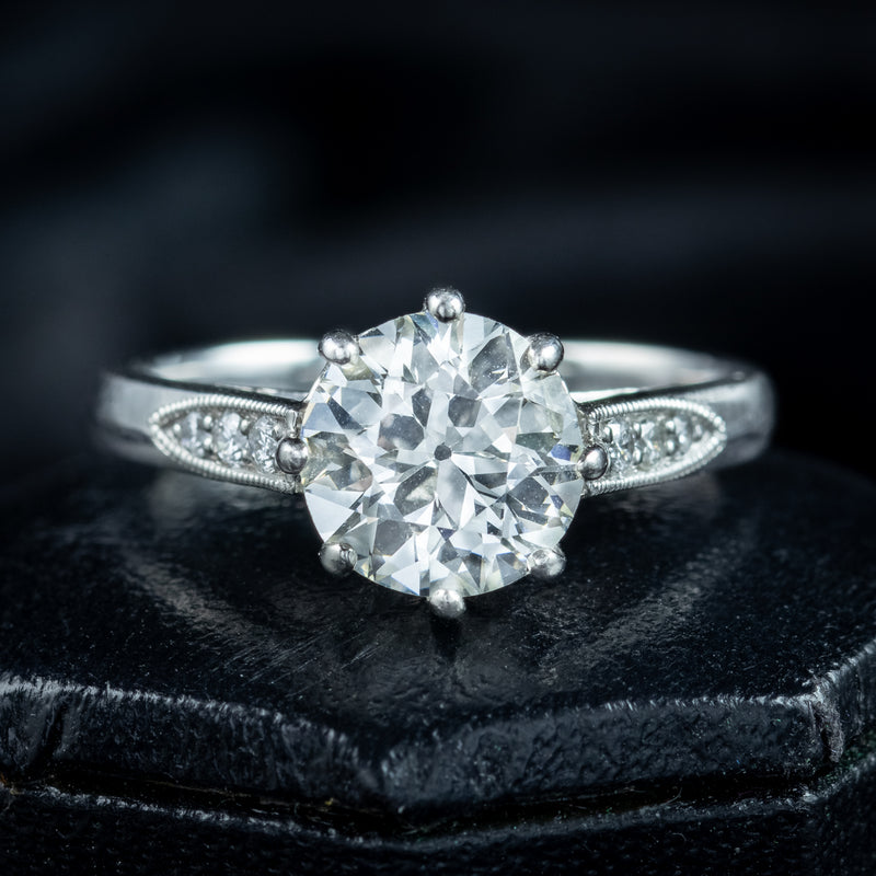 Edwardian Style Diamond Solitaire Ring 1.72ct Diamond With Cert