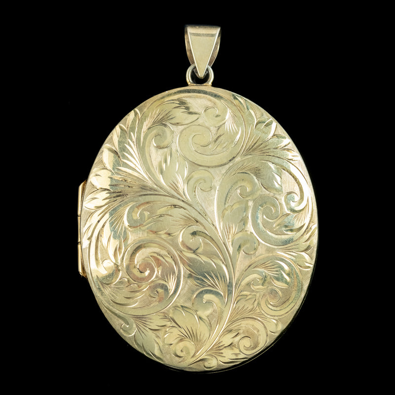 Vintage Engraved Locket 18Ct Gold On Silver Dated 1977 Silver Jubilee