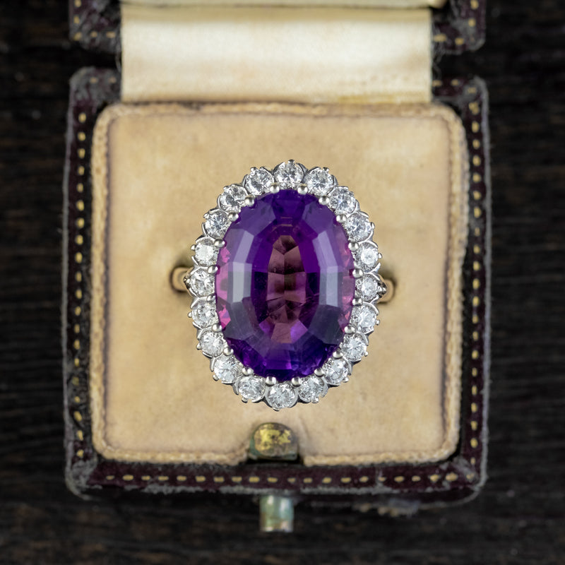 VINTAGE AMETHYST COCKTAIL RING 18CT GOLD 12CT AMETHYST CIRCA 1980