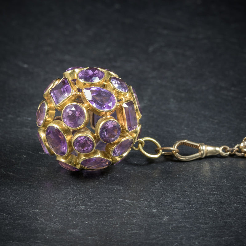 Amethyst 18ct Gold Orb Pendant Necklace 9ct Gold Chain