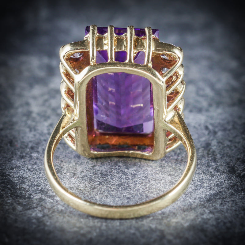 AMETHYST DIAMOND RING 18CT GOLD 10CT AMETHYST BACK