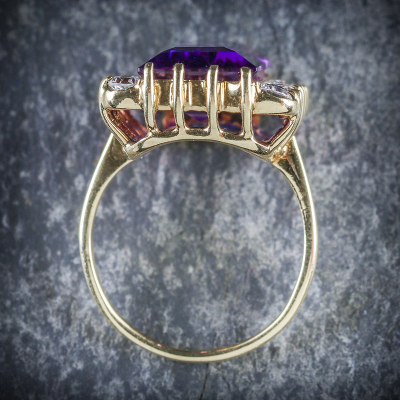 AMETHYST DIAMOND RING 18CT GOLD 10CT AMETHYST TOP