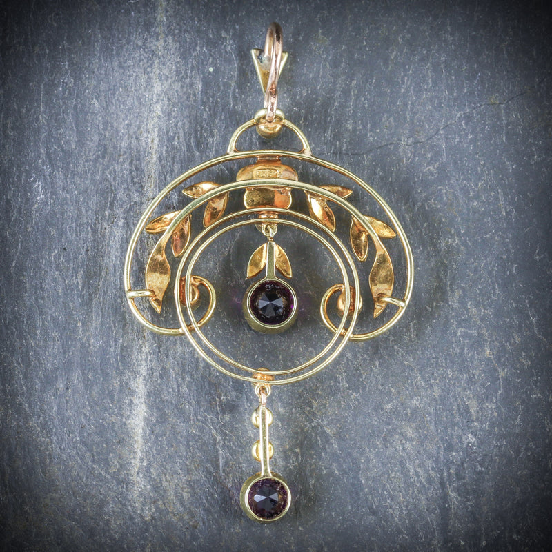 AMETHYST PEARL FLORAL PENDANT 18CT GOLD  BACK