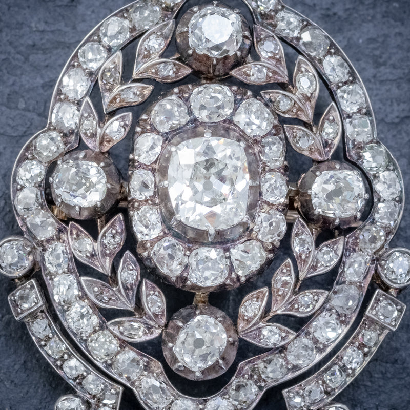 ANTIQUE EDWARDIAN DIAMOND PENDANT BROOCH 8.35CT OF DIAMONDS 18CT GOLD CIRCA 1905 CLOSE
