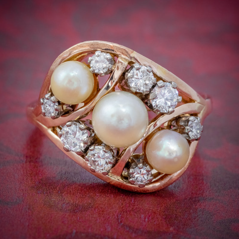 ANTIQUE EDWARDIAN PEARL DIAMOND CLUSTER RING 18CT GOLD CIRCA 1910 COVER