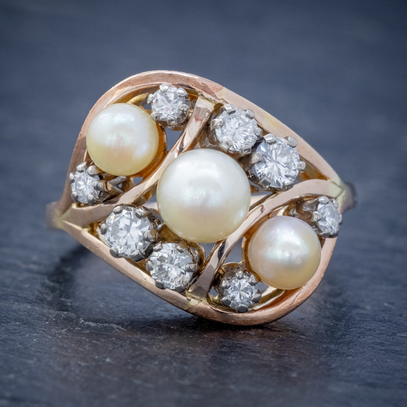 ANTIQUE EDWARDIAN PEARL DIAMOND CLUSTER RING 18CT GOLD CIRCA 1910 FRONT