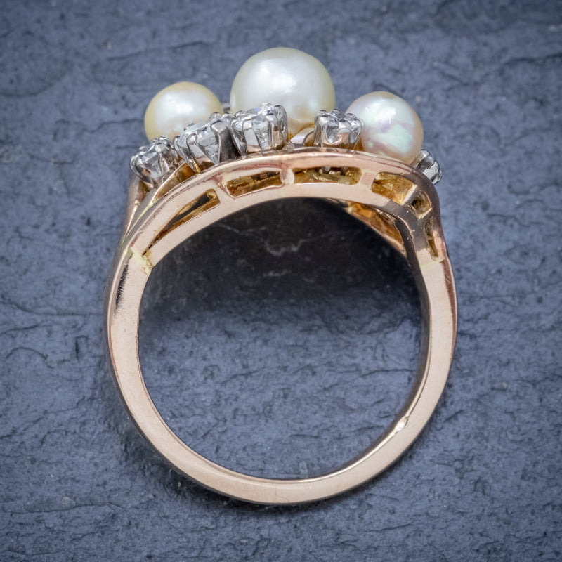 ANTIQUE EDWARDIAN PEARL DIAMOND CLUSTER RING 18CT GOLD CIRCA 1910 TOP