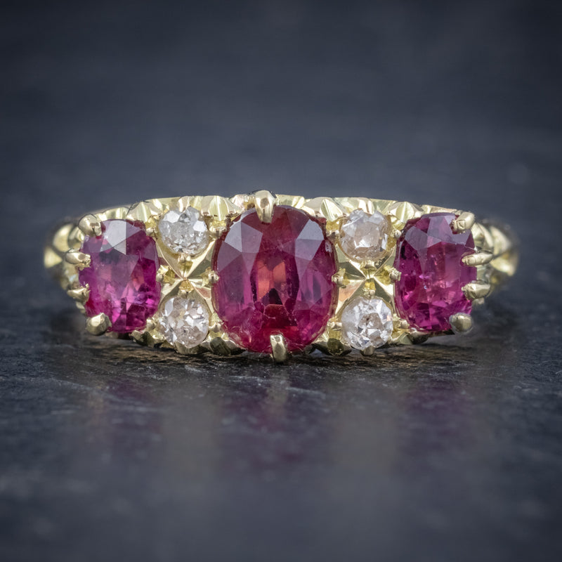 Antique Edwardian 14k Gold & Platinum Old European Diamond & Calibre Ruby  Ring | eBay