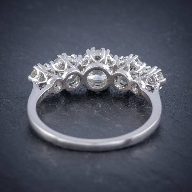 ANTIQUE FIVE STONE DIAMOND RING 18CT WHITE GOLD 2CT DIAMOND CIRCA 1920 BACK