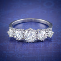 ANTIQUE FIVE STONE DIAMOND RING 18CT WHITE GOLD 2CT DIAMOND CIRCA 1920 COVER