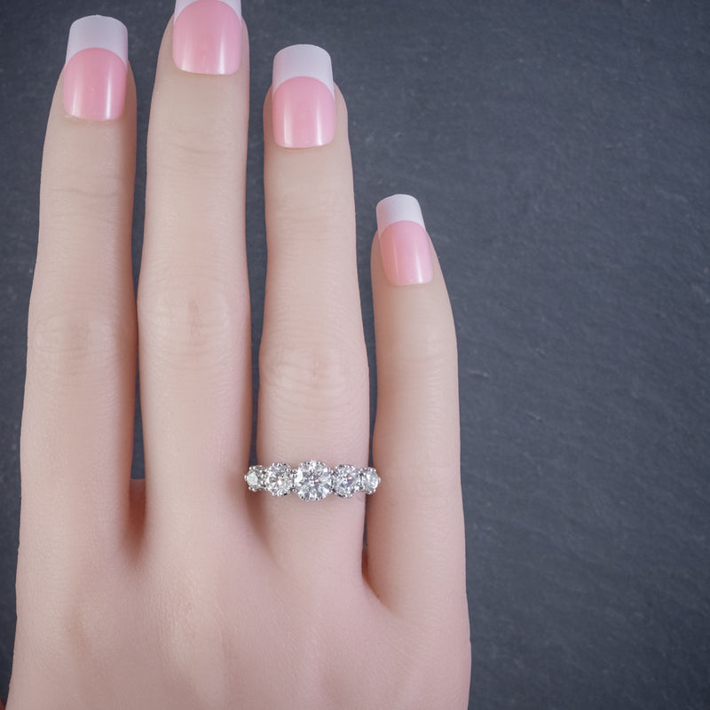 ANTIQUE FIVE STONE DIAMOND RING 18CT WHITE GOLD 2CT DIAMOND CIRCA 1920 HAND