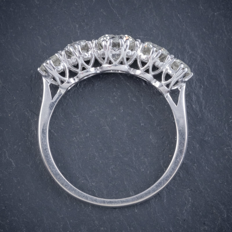 ANTIQUE FIVE STONE DIAMOND RING 18CT WHITE GOLD 2CT DIAMOND CIRCA 1920 TOP