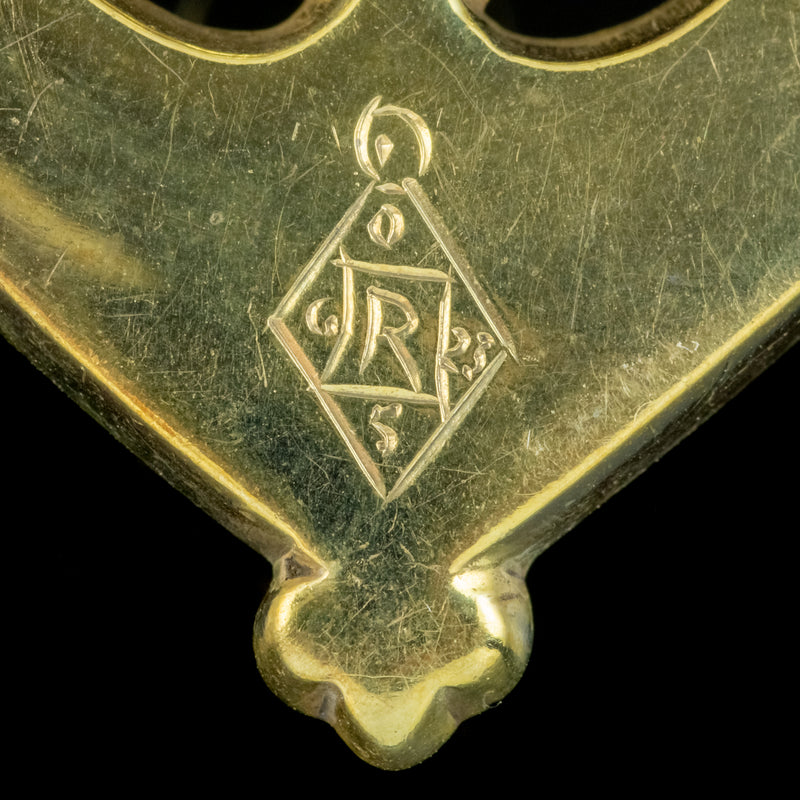 ANTIQUE VICTORIAN SCOTTISH CAIRNGORM SHIELD BROOCH SILVER 18CT GOLD GILT DATED 1862 HALLMARK