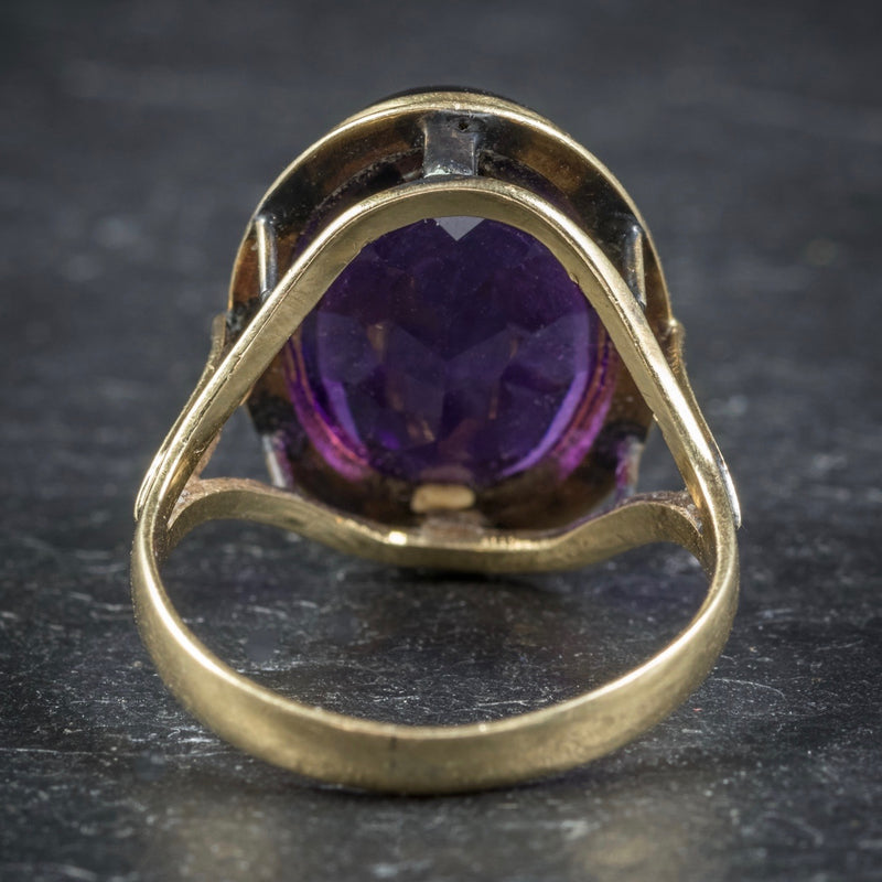 Antique Arts and Crafts Cabochon Amethyst Ring 18ct Gold Circa 1900 BACK
