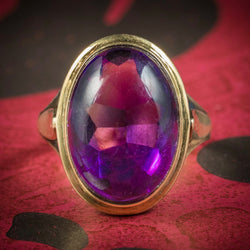 Antique Arts and Crafts Cabochon Amethyst Ring 18ct Gold Circa 1900 COVER