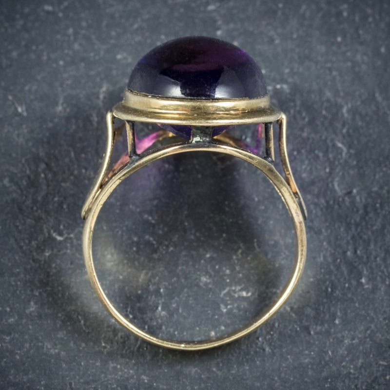 Antique Arts and Crafts Cabochon Amethyst Ring 18ct Gold Circa 1900 TOP
