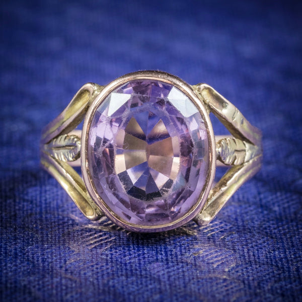 Antique Arts and Crafts Purple Spinel Ring 15ct Gold Circa 1900 COVER