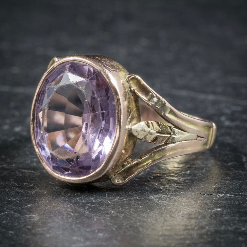 Antique Arts and Crafts Purple Spinel Ring 15ct Gold Circa 1900 SIDE1