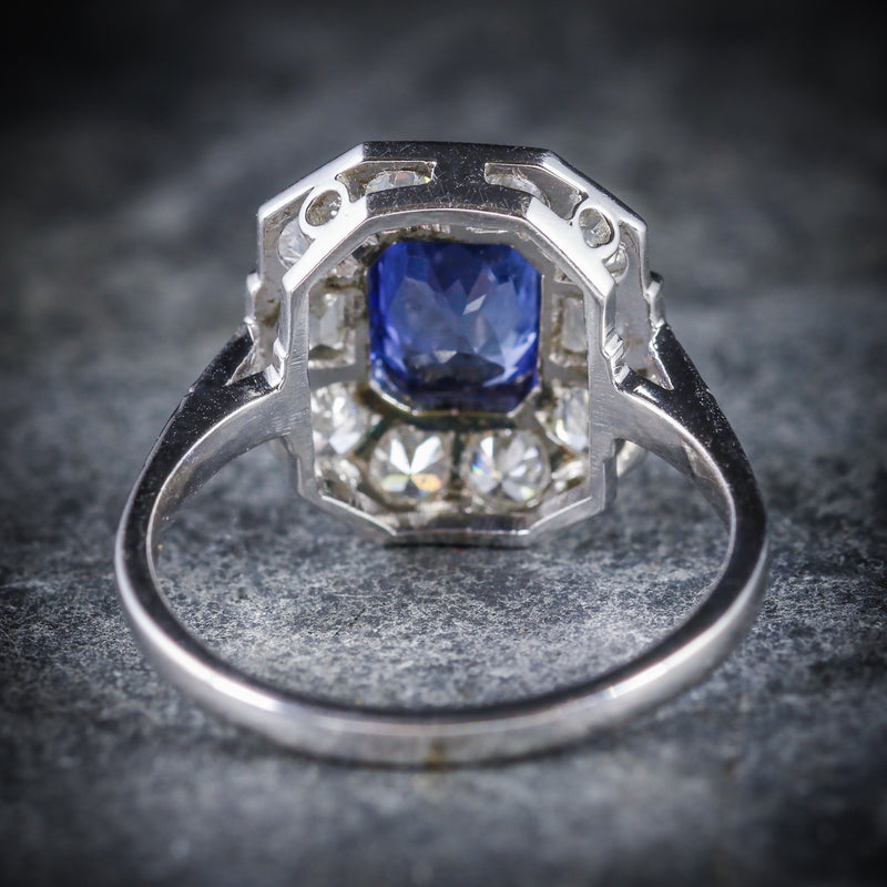 ANTIQUE ART DECO SAPPHIRE DIAMOND RING 18CT CIRCA 1920 BACK