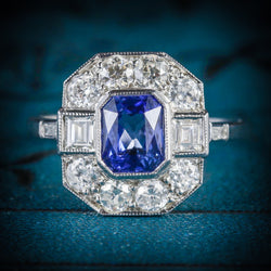 ANTIQUE ART DECO SAPPHIRE DIAMOND RING 18CT CIRCA 1920 COVER