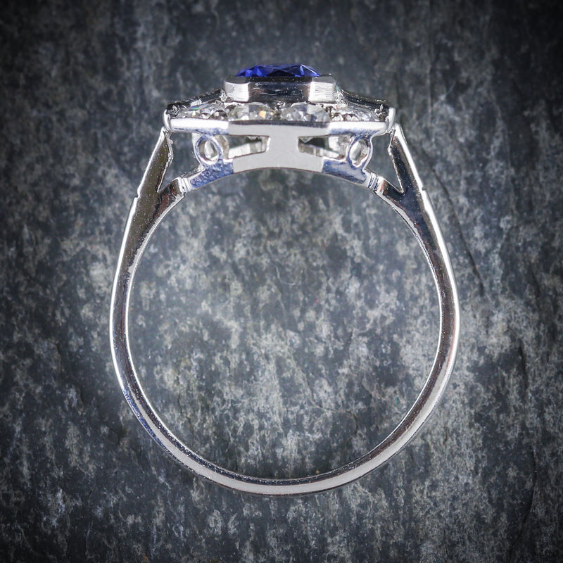 ANTIQUE ART DECO SAPPHIRE DIAMOND RING 18CT CIRCA 1920 TOP