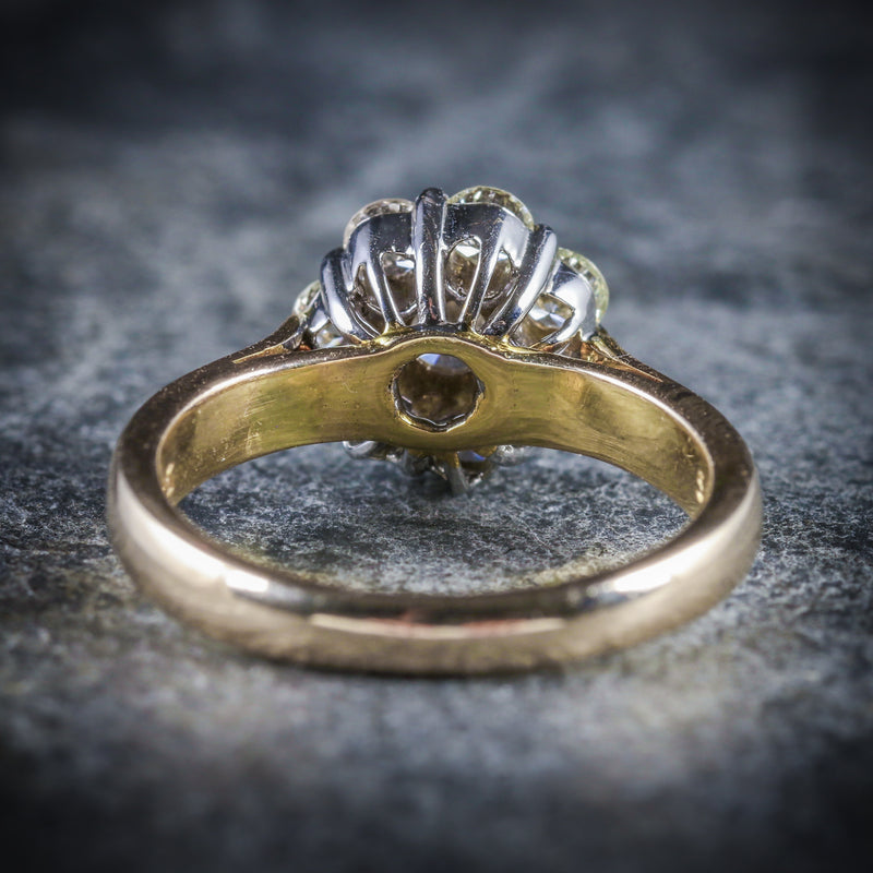 ANTIQUE DIAMOND CLUSTER RING 1.40CT 14CT GOLD BACK
