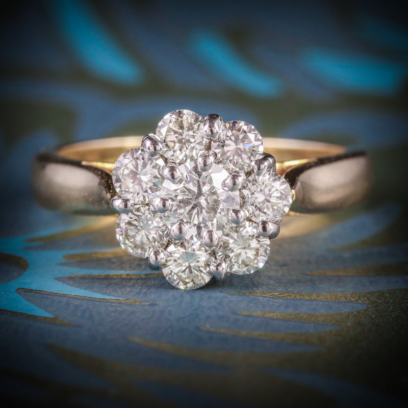 ANTIQUE DIAMOND CLUSTER RING 1.40CT 14CT GOLD COVER