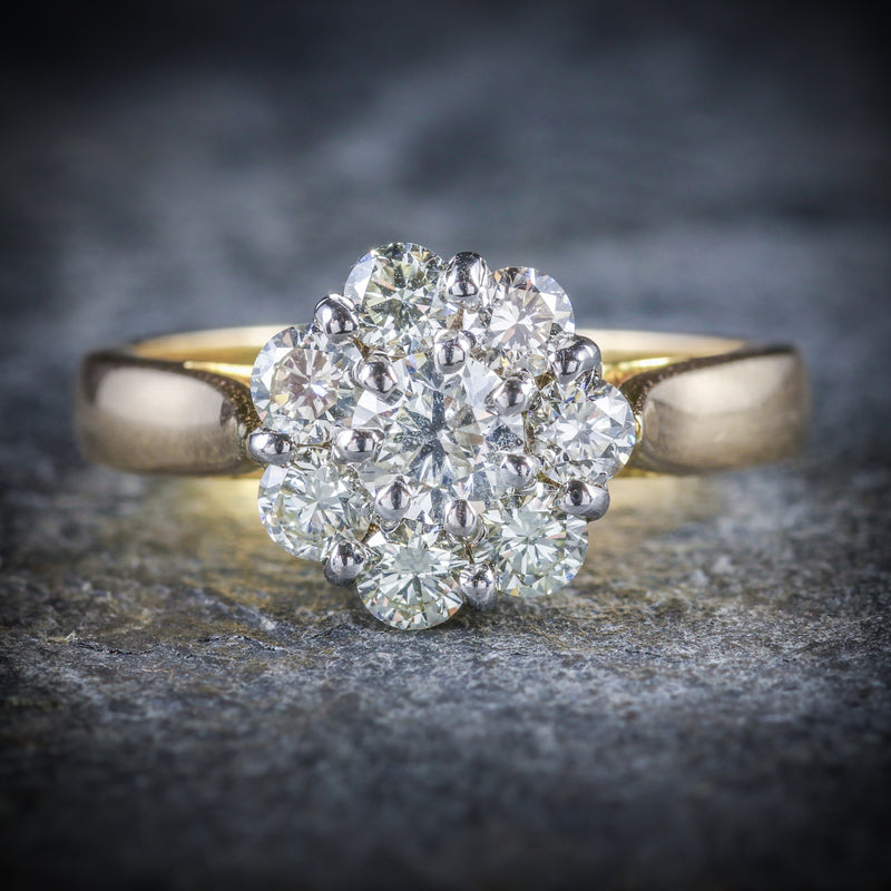 ANTIQUE DIAMOND CLUSTER RING 1.40CT 14CT GOLD FRONT