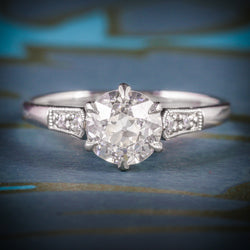 ANTIQUE DIAMOND SOLITAIRE ENGAGEMENT RING 1.50CT DIAMOND VVS1 COVER