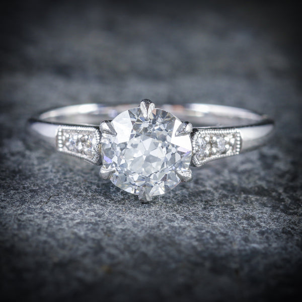 ANTIQUE DIAMOND SOLITAIRE ENGAGEMENT RING 1.50CT DIAMOND VVS1 FRONT