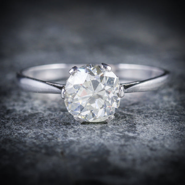 ANTIQUE EDWARDIAN 1.45CT DIAMOND SOLITAIRE ENGAGEMENT RING CIRCA 1910 FRONT