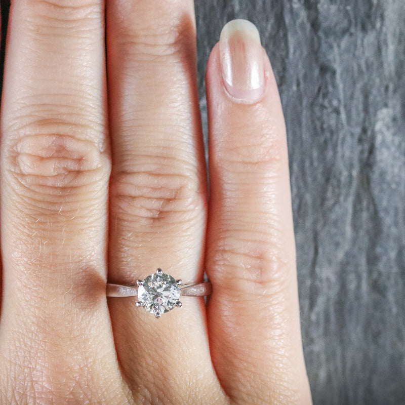DIAMOND SOLITAIRE RING PLATINUM ENGAGEMENT RING 1.60CT DIAMOND