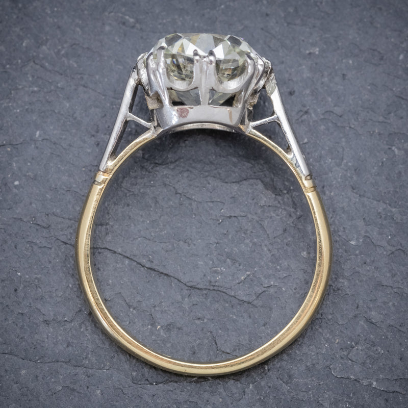 Antique Edwardian 3.88ct Diamond Solitaire Engagement Ring 18ct Gold Platinum Circa 1915 TOP