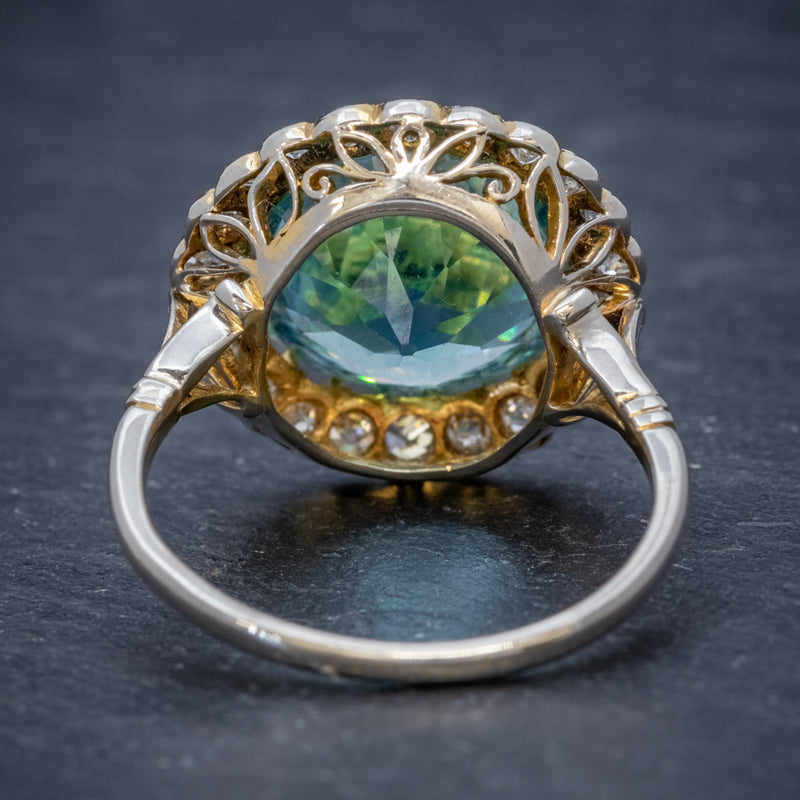 Antique Edwardian 8ct Blue Zircon Cluster Ring Circa 1905 back