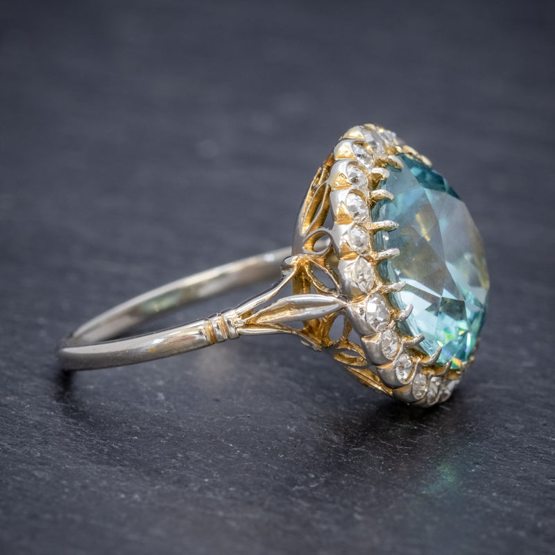 Antique Edwardian 8ct Blue Zircon Cluster Ring Circa 1905 side2