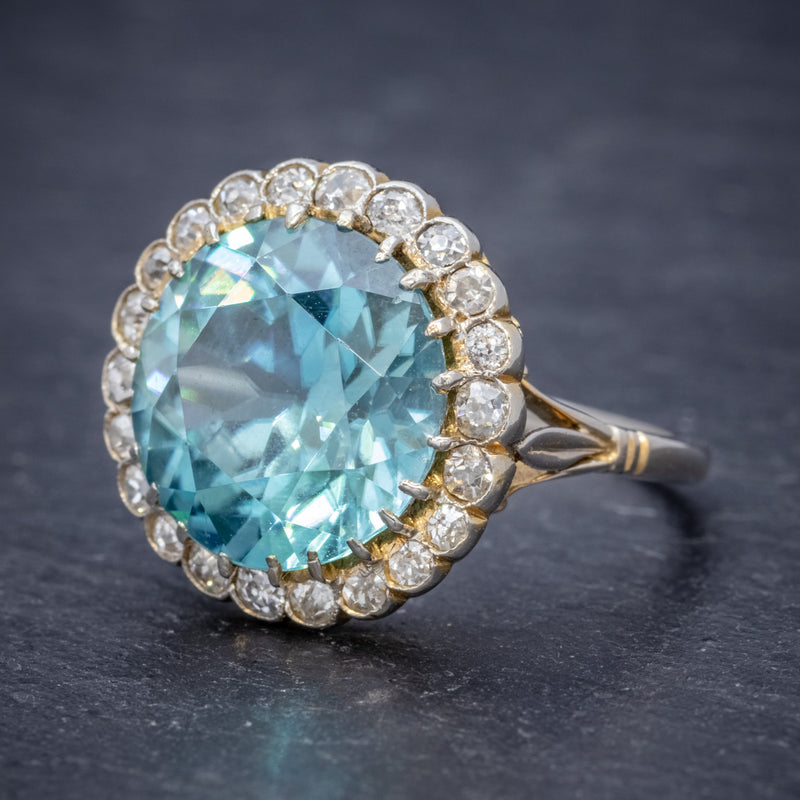 Antique Edwardian 8ct Blue Zircon Cluster Ring Circa 1905 side